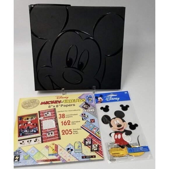 Disney Black Mickey Mouse Album Pizazz Scrapbook Pages Paper Lot - Picture 1 of 9